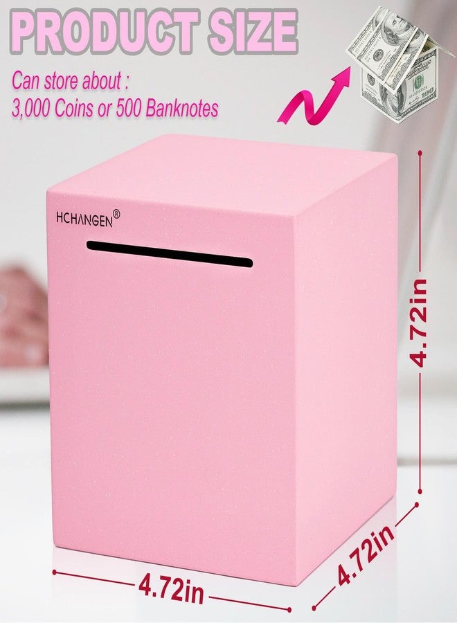HCHANGEN Piggy Bank for Adults, Stainless Steel Savings Bank, Must Break to Open Metal Money Box for Cash Saving (Pink, 4.72inches) - Image 3